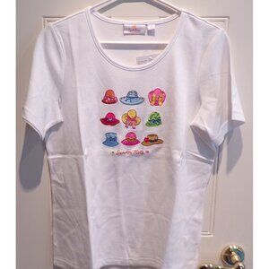 QUACKER FACTORY vintage 1990's T-SHIRT--Summer Hats